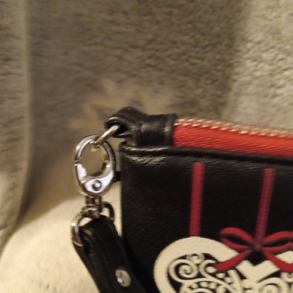 Brighton Black Leather Holiday Wrislet With Red And White Accents EUC - Picture 3 of 8